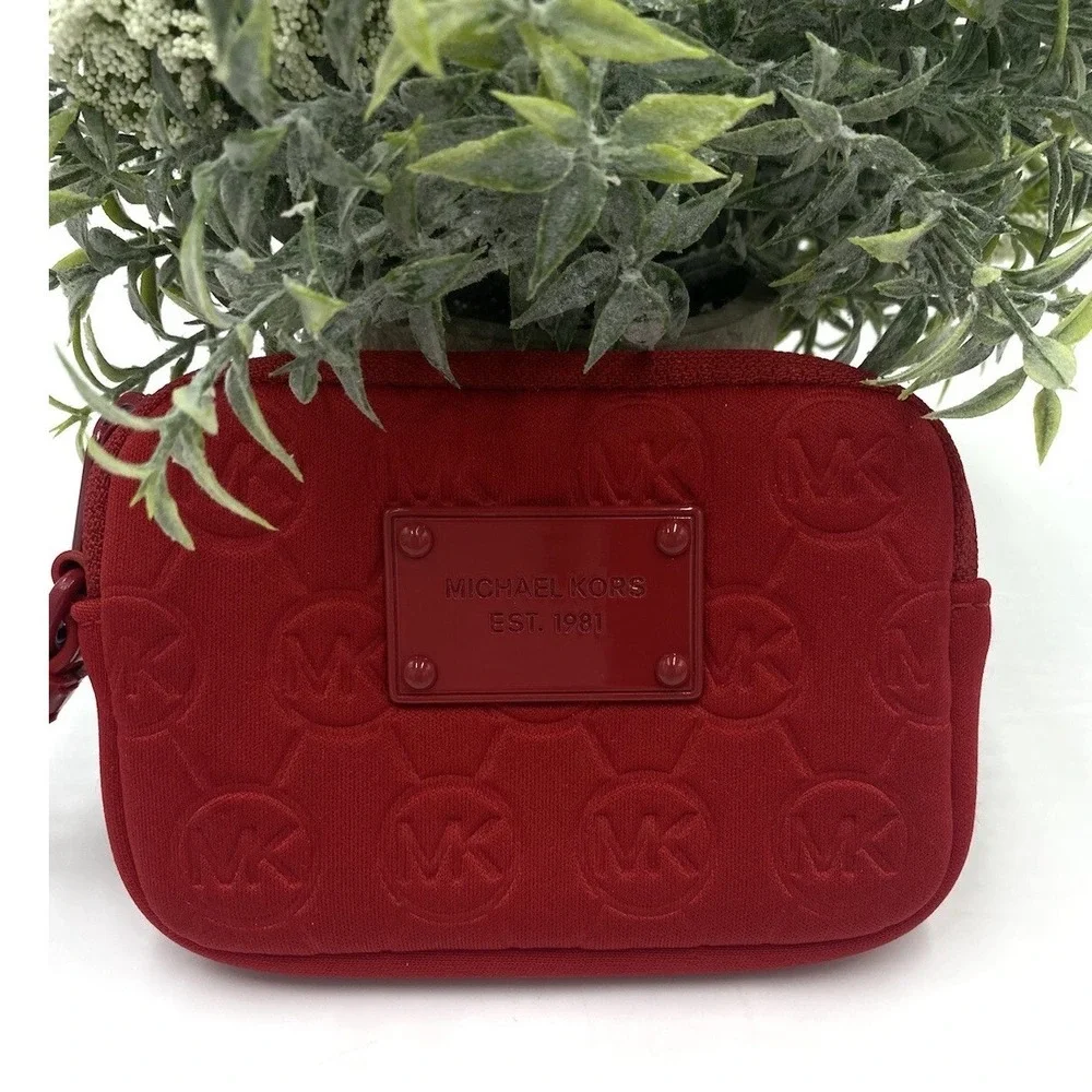 Michael Kors  Red Woman Small Quilted Wristlet Clutch Pursed GS-1208